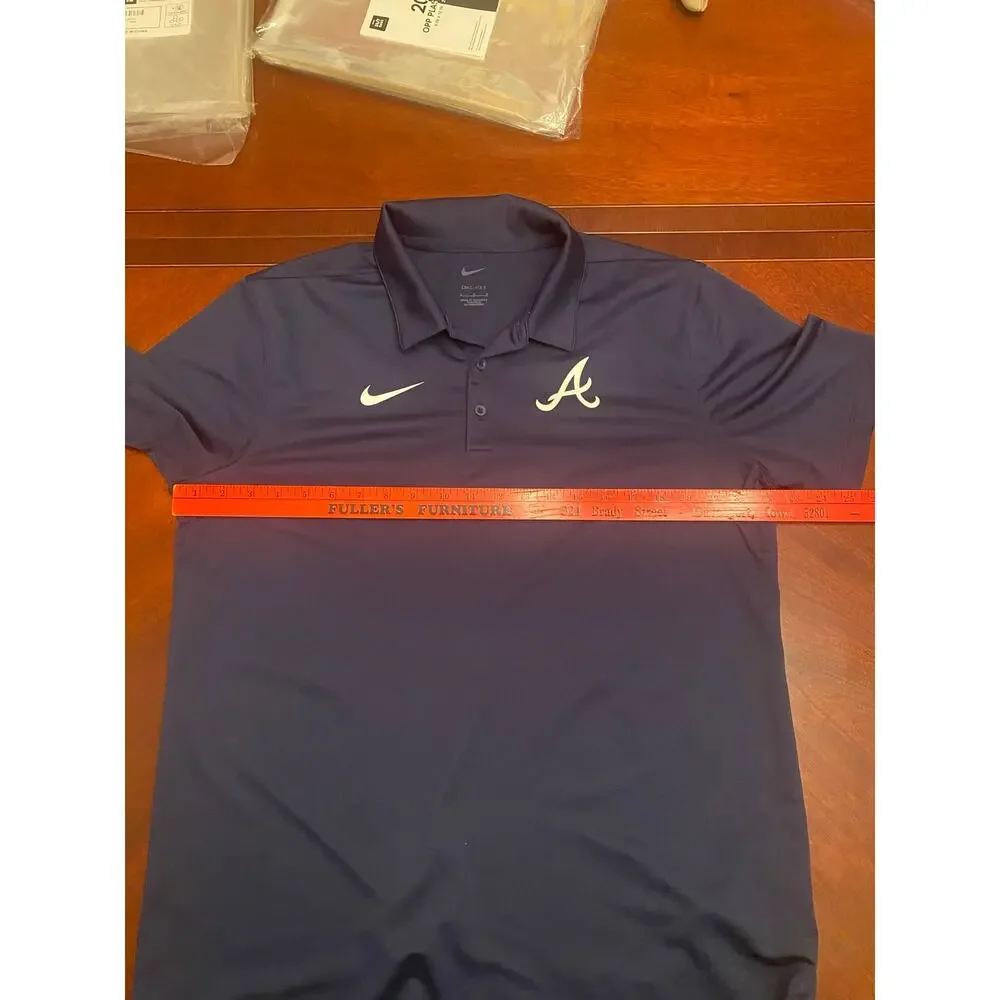 Atlanta Braves Nike Striped Victory Polo Shirt - Men's Large - Navy